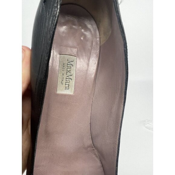 MAX MARA Women’s Black Heels Leather Shoes Size 37.5 EU MSRP $655 - Picture 5 of 6